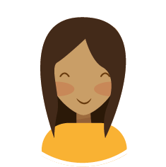 eine Frau mit langen braunen Haaren und einem gelben Hemd